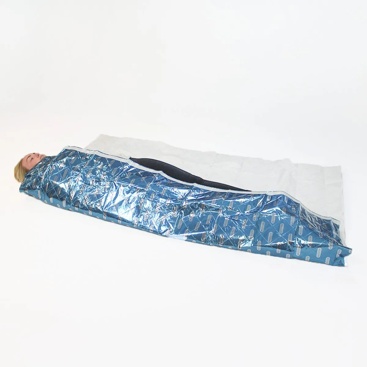 THERMARMOUR Emergency Foil/Fleece Rescue Blanket - Compact w/ Tape Strip (1.5m x 2m)
