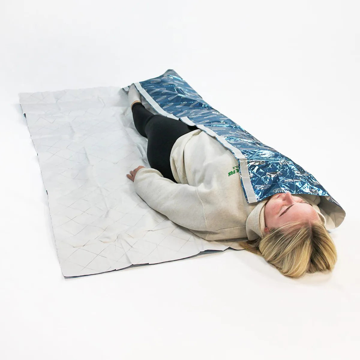THERMARMOUR Emergency Foil/Fleece Rescue Blanket - Compact w/ Tape Strip (1.5m x 2m)