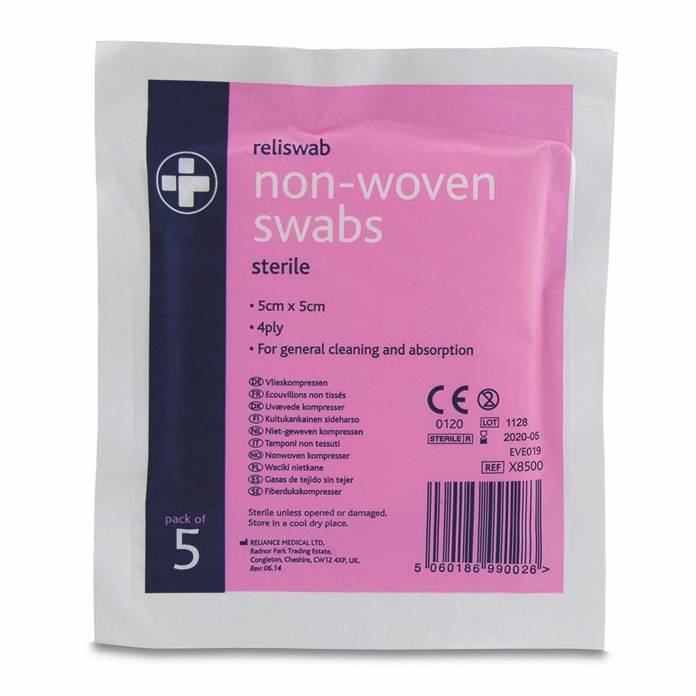 Sterile Non-Woven Swabs - 10 x 10cm (Pack of 5)