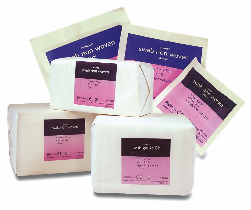 Sterile Non-Woven Swabs - 10 x 10cm (Pack of 5)