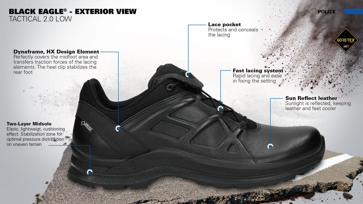 HAIX Black Eagle Tactical 2.1 GTX Low Shoes (Black)