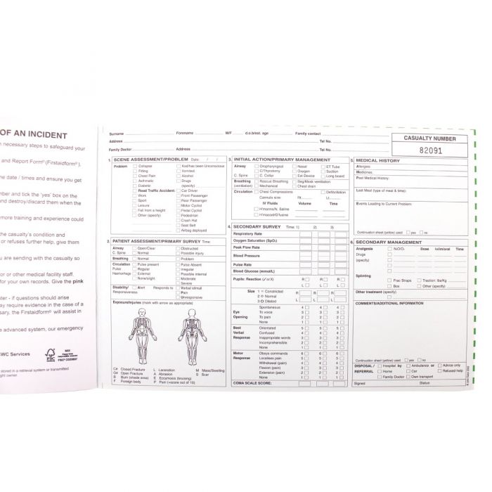 First Aid Form Patient Report Forms