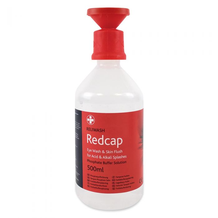 Reliwash Redcap Phosphate Buffer Solution w/ Eyebath Cap (500ml)