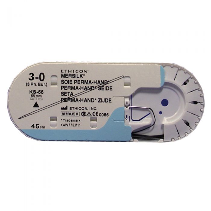 MERSILK BLACK W328 Suture - Size 2 - 3/0 - 45cm