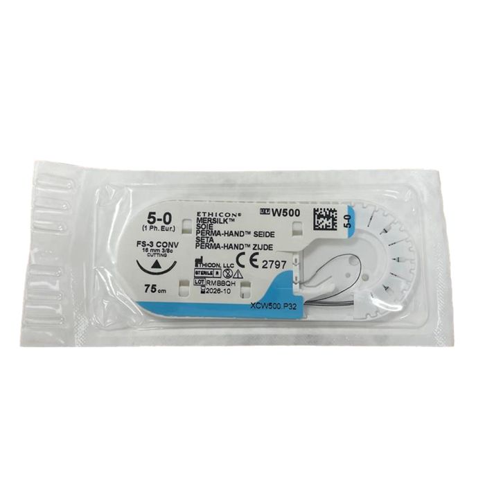 MERSILK BLACK W500 Suture - Size 1 - 5/0 - 75cm