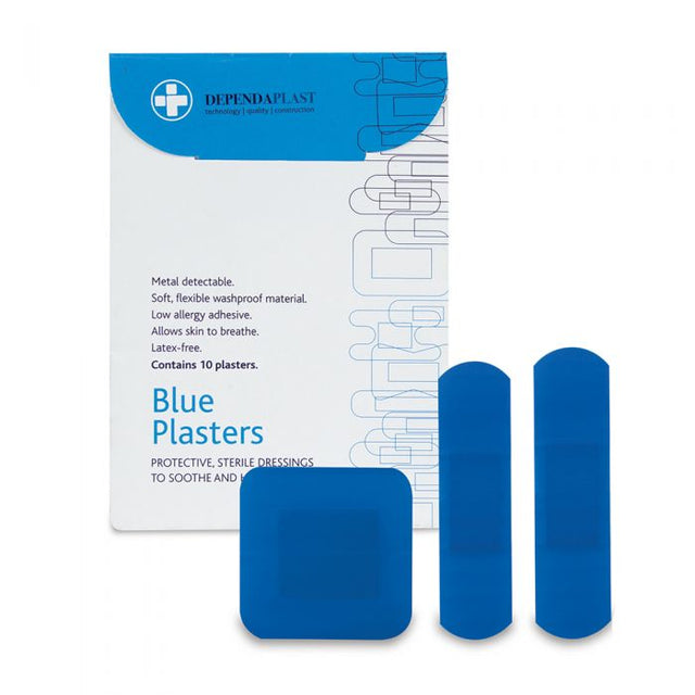 Blue Detectable Plasters - Assorted Wallet (Box of 10)