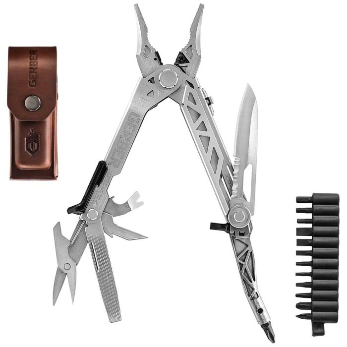 Gerber Centre-Drive Plus Multi-Tool (Stainless Steel w/ Leather Sheath + Bit Set)