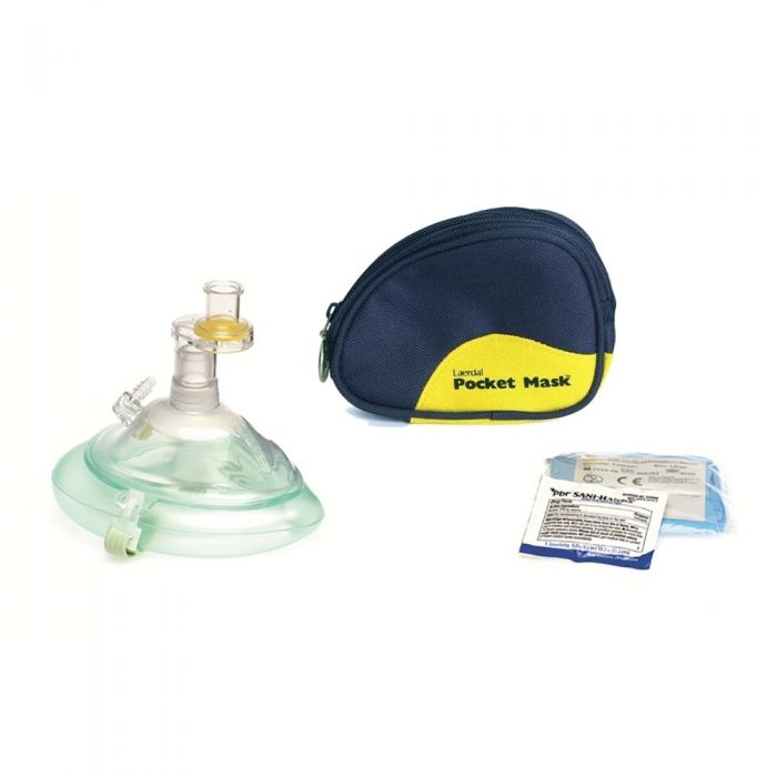 Laerdal Pocket Mask - with O2 Inlet (Soft Blue Pouch)