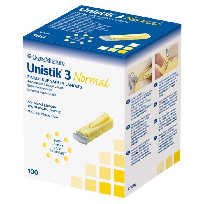 UniStik 3 Normal 23G Safety Lancet (Pack of 100)