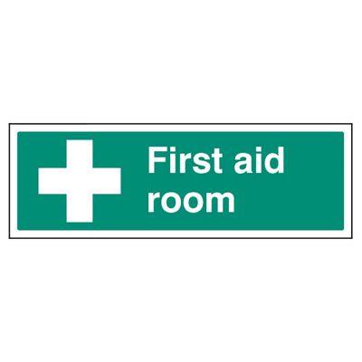 First Aid Room + Cross Sign - Adhesive (600 x 200mm)